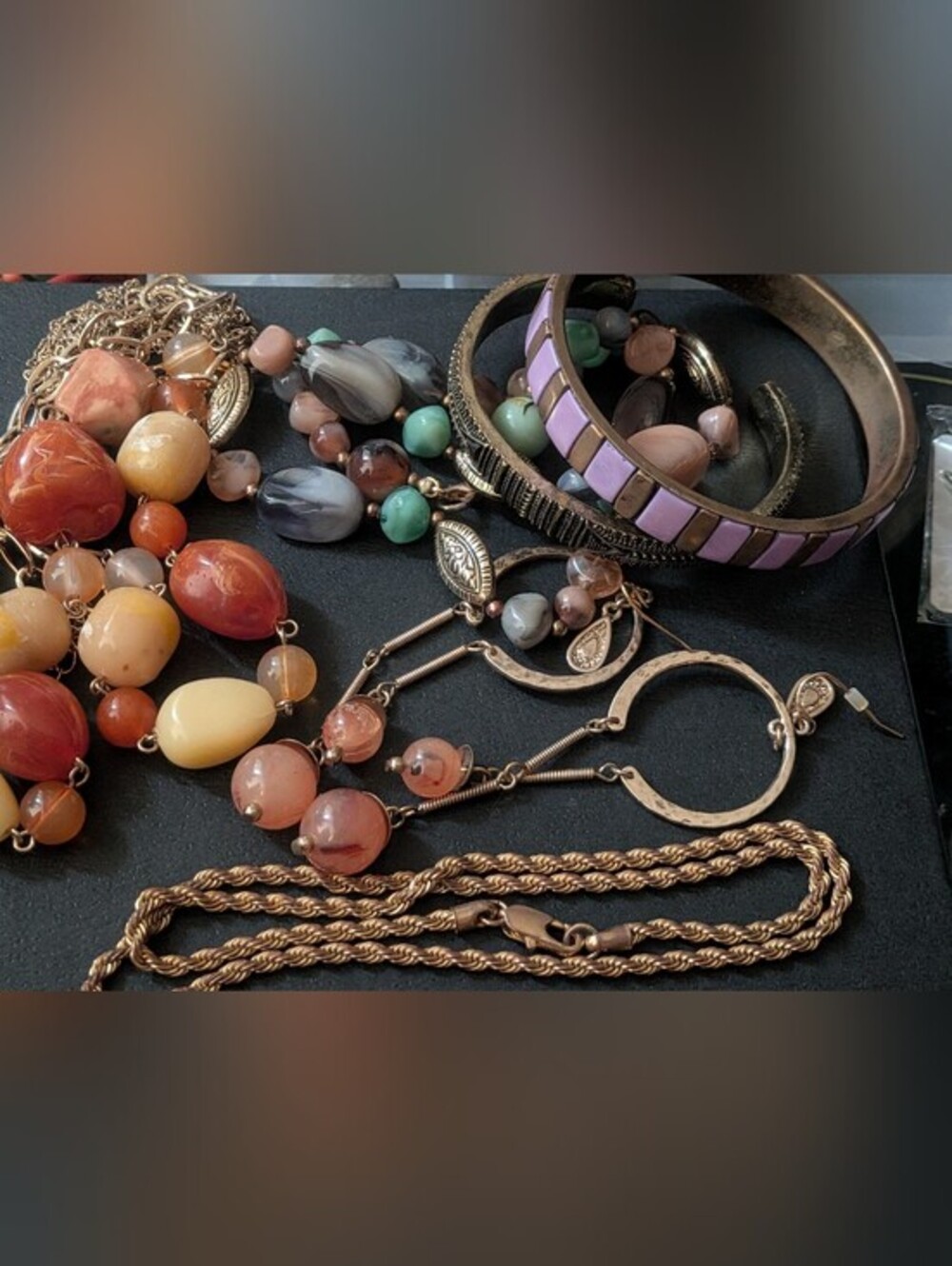 ✨ Vintage Boho Statement Jewelry Lot – Earthy Tones & Mixed Textures
